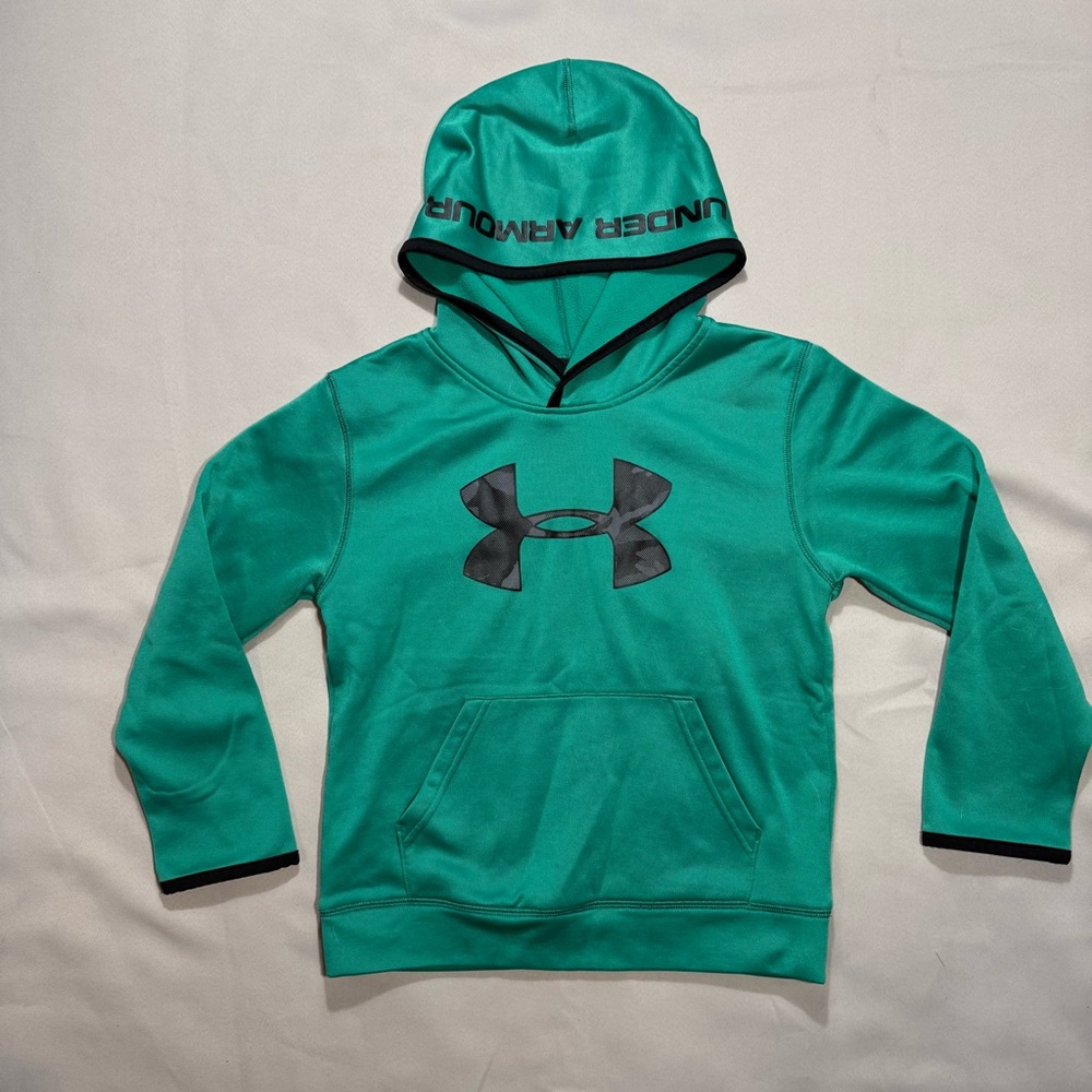 Under Armour Youth Big Logo Hoodie Teal Camo  sz: 7 (yxs)